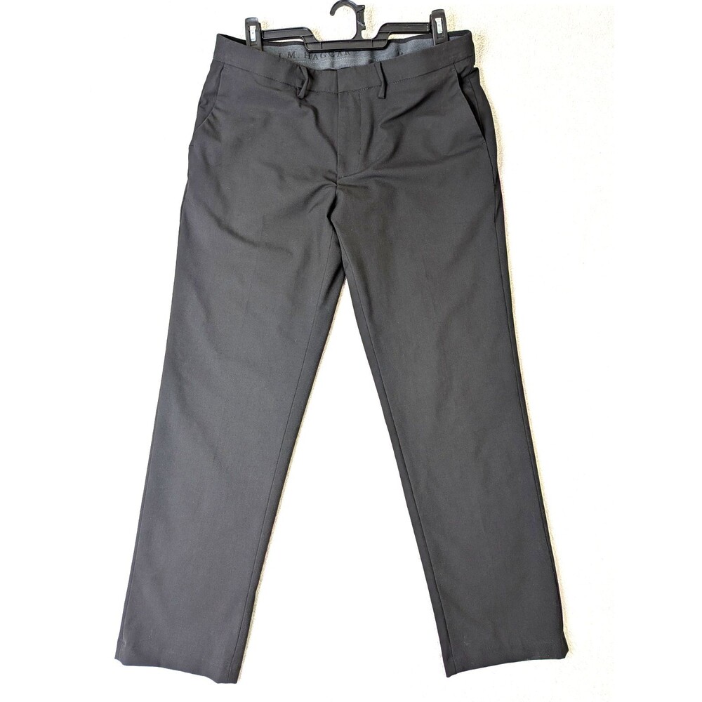 JM Haggar Mens Black Chino Dress Pants Flat Front Modern Style Slim Fit 36x30
